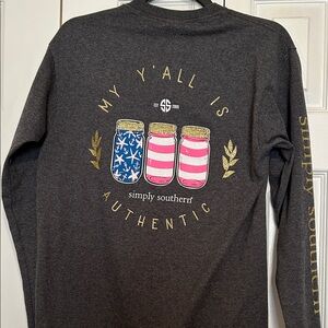 Simply Southern Dark Gray Top with Pink and Gold Jars